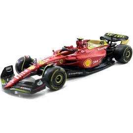 BBURAGO 18-36832 - Modellauto Ferrari F1-75 Sainz #55 Monza-Ausführung rot/gelb 1:43