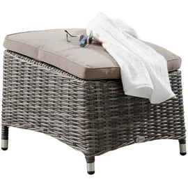 Destiny Fußhocker Bahia 56x54x33/43 cm Polyrattan, grau meliert