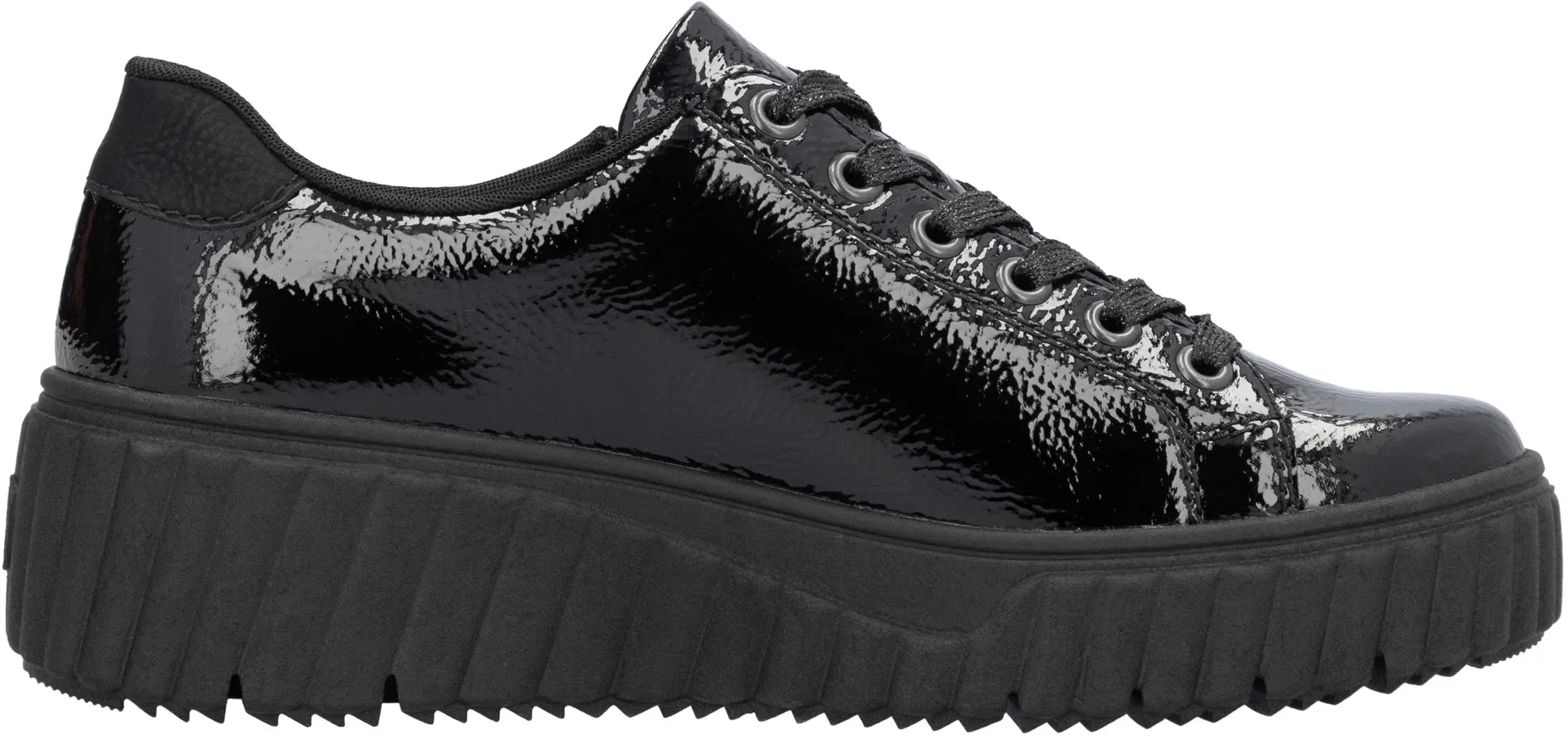 Plateausneaker RIEKER Gr. 40, schwarz Damen Schuhe Freizeitschuh, Halbschuh, Schnürschuh mit Plateausohle