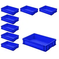 BRB-Lagertechnik 8x Eurobehälter mit 2 Griffleisten, 600x400x120 mm, blau