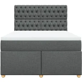 vidaXL Boxspringbett 140 x 200 cm Dunkelgrau