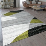 VIMODA Teppich Geometrisches Muster Meliert in Grün Grau Weiß Schwarz Kurzflor Wohnzimmer, Maße:120x170 cm