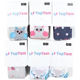 TupTam Strumpfhose Mädchen Bunt Gemustert 6er Pack – Warme Strickstrumpfhosen für Herbst und Winter, Farbe: Farbenmix 7, Größe: 62-74 - 62-74