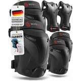 SKATEWIZ Knieschoner Kinder - Schoner Inliner Kinder - Knieschützer - Schützer Inliner Schoner Set - Protektoren Knie und Ellenbogenschützer - PROTECT-1 Schwarz Größe XS - Skateboard, Inline Skates