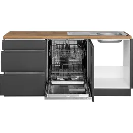 kochstation Winkelküche L-Form 240 x 180 cm grau