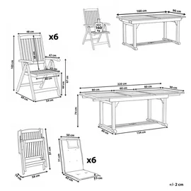 Beliani Gartenmöbel-Set, Dunkelbraun Grau Holz... 6-Sitzer, Loungemöbel, Loungemöbel-Sets