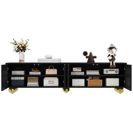 modfu TV-Lowboard 170x44x38 cm Schwarz/Gold Spanplatte