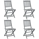 vidaXL Klappbare Gartenstühle 4 Stk. mit Kissen Massivholz Akazie