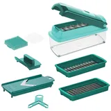 Genius Nicer Dicer Smart Gemüseschneider 9 tlg., Gemüse Obst Schneider, Würfelschneider, handlicher Zerkleiner für Tomaten Gurken Zwiebel - Grün