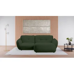 Ecksofa BETYPE "Be Fluffy", grün (dunkelgrün), B:269cm H:87cm T:184cm, 100% Polyester, Sofas, Softes Sitzgefühl, moderne Kedernaht, hochwertiger Bezug