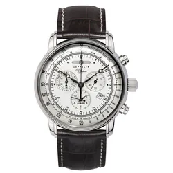 Chronograph ZEPPELIN "100 Jahre", braun (dunkelbraun, silberfarben), Armbanduhren, Herren, Armbanduhr, Quarzuhr, Herrenuhr, Datum, Stoppfunktion, Made in Germany