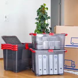 Rotho Evo Total Protection Aufbewahrungsbox 59 x 39,5 x 28 cm 3-tlg. anthrazit/rot