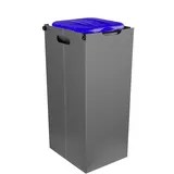 BigDean Müllsackhalter SichtFix 2.0 Blau mit Sichtschutz - 80L - Müllsackständer Bauset Mülleimer Müllbeutelständer Müllbeutelhalter Blauer Gelber Sack