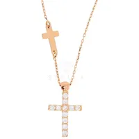 Stella-Jewellery Collier 585 Rotgold Halskette mit Zirkonia Kreuz Anhänger (inkl. Etui), 585 Gelbgold 7 Plättchen goldfarben