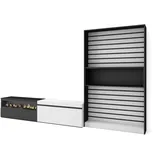 SKRAUT HOME WOHNWAND Wohnzimmer, weiß und schwarz, Elektrokamin,, 310/35/186cm