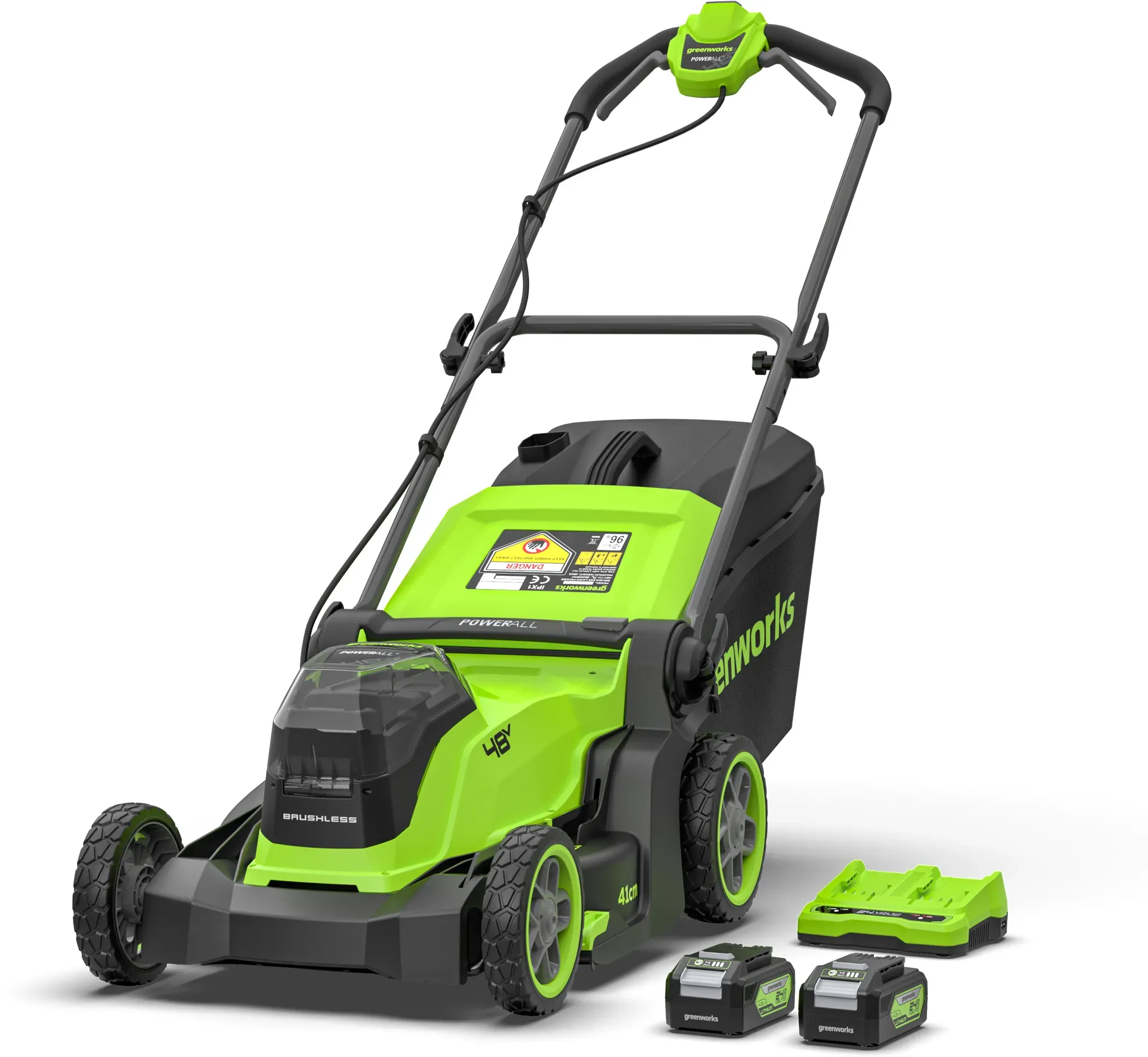 Greenworks POWERALL 48V (24V x 2) Rasenmäher 41cm - 2x 4Ah Akkus