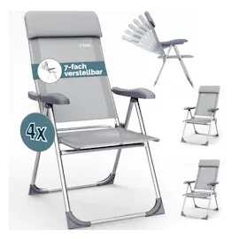 CASARIA Gartenstuhl 4er-Set Grau meliert Alu klappbar