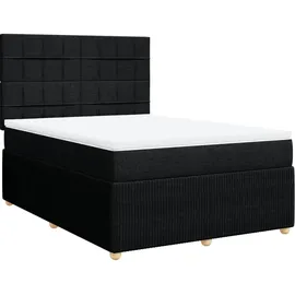 vidaXL Boxspringbett mit Matratze Schwarz 140x200 cm Stoff