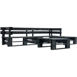 vidaXL 4-tlg. Garten-Paletten-Sofagarnitur Schwarz Holz