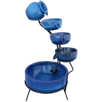 Monstershop Solar-Kaskadenbrunnen, Blau, Keramik, 50x44x44 cm, Gartenzubehör, Gartendeko