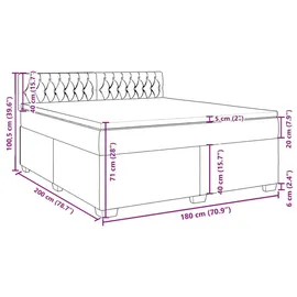 vidaXL Boxspringbett 180 x 200 cm Hellgrau