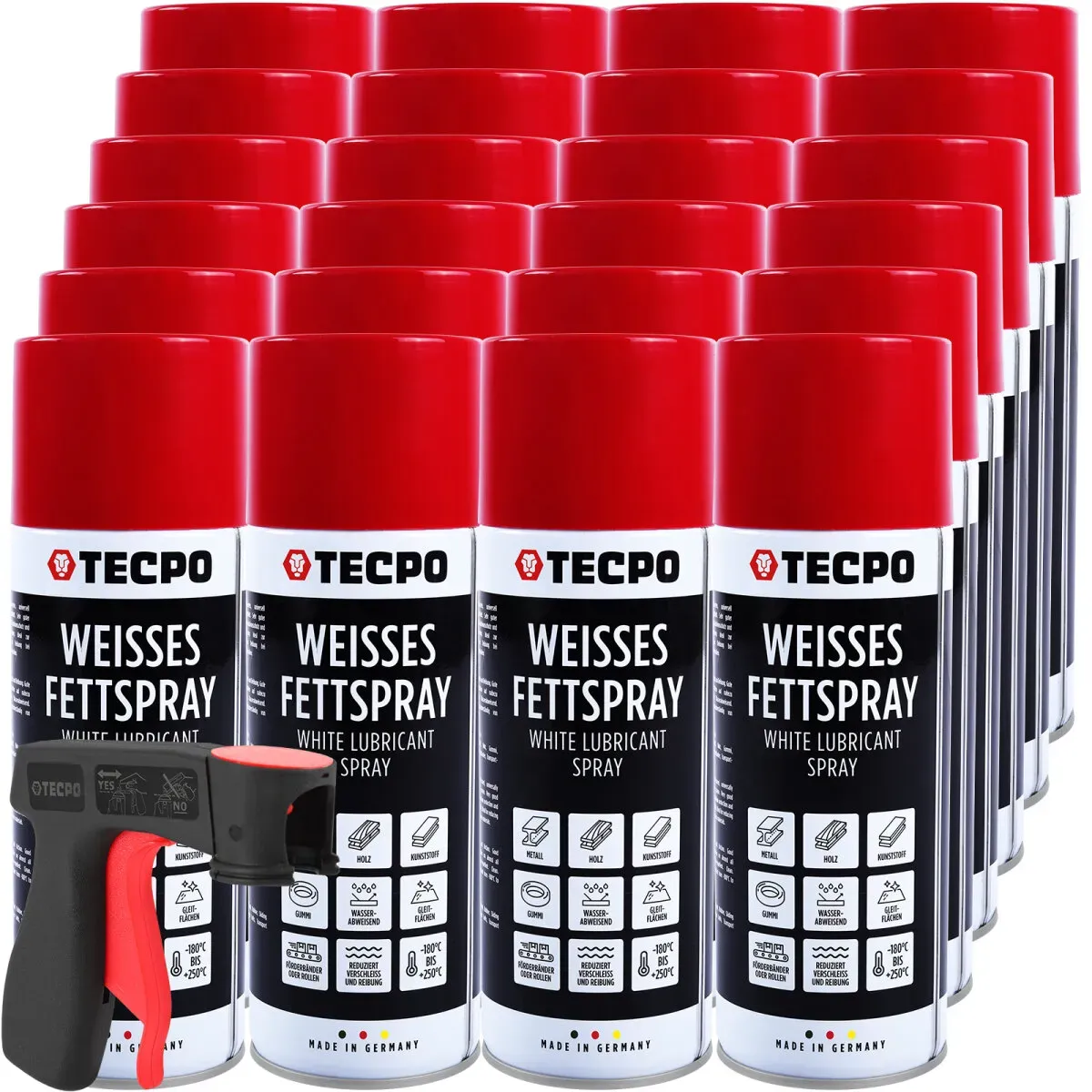 TECPO Weisses Fettspray Sprühfett White Grease 24x 400 ml...
