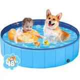Faltbarer Hundepool, 120 Cm Xl Pvc Hundeschwimmbecken Badewanne Becken Für Hunde, Katzen Und Kinder, Haustiere, Welpen - Blau