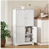 HOMCOM Mehrzweckschrank Buffetschrank mit 2 verstellbaren Regalböden 4 gewölbten Türen (Hochschrank, 1-St., Küchenschrank) für Wohnzimmer, Weiß, 60 x 30 x 110 cm weiß