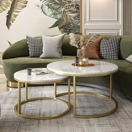 lookway Runder Tisch 2in1 CIRI Gold Matt - Weiß