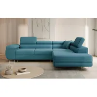 Goldstoff Ecksofa "ASTON" L-Form mit Schlaffunktion und Bettkasten Couch modern, Design Sofa Ecke mit Bettfunktion und Stauraum moderne Polstercouch 1 Teile, Moderne Wohnlandschaft Ecksofa mit Relaxfunktion und Schlaffunktion