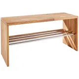 Linea Natura Schuhregal, Eiche, Holz, Metall, Wildeiche, massiv, 81x40x30 cm, Garderobe, Schuhaufbewahrung, Schuhregale