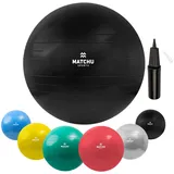 Matchu Sports - Gymnastikball | Pilatesball Sitzball Yogaball Schwarz bunt|SCHWARZ 85 CM