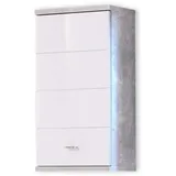 Stella Trading Badhängeschrank Pool Beton Optik, weiß Hochglanz (B/H/T) ca. 38x71x23 cm - Beton, weiß