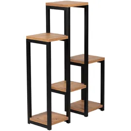 [en.casa] Pflanzregal Rosenholm 6 Ablagen 60 x 30 cm Schwarz