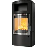Kaminofen HARK 44 GT FlameKat 7 kW - Ofenkacheln: Opak-Schwarz - Korpus: graphit/verchr.