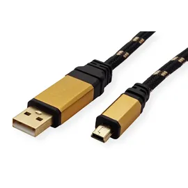 Roline GOLD USB 2.0 Kabel, Typ A - 5-Pin Mini, 1,8 m