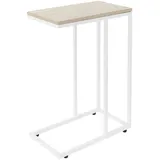ML-Design Beistelltisch C-Form 45x25x64 cm, Weiß/Eiche aus Holz mit Metallgestell