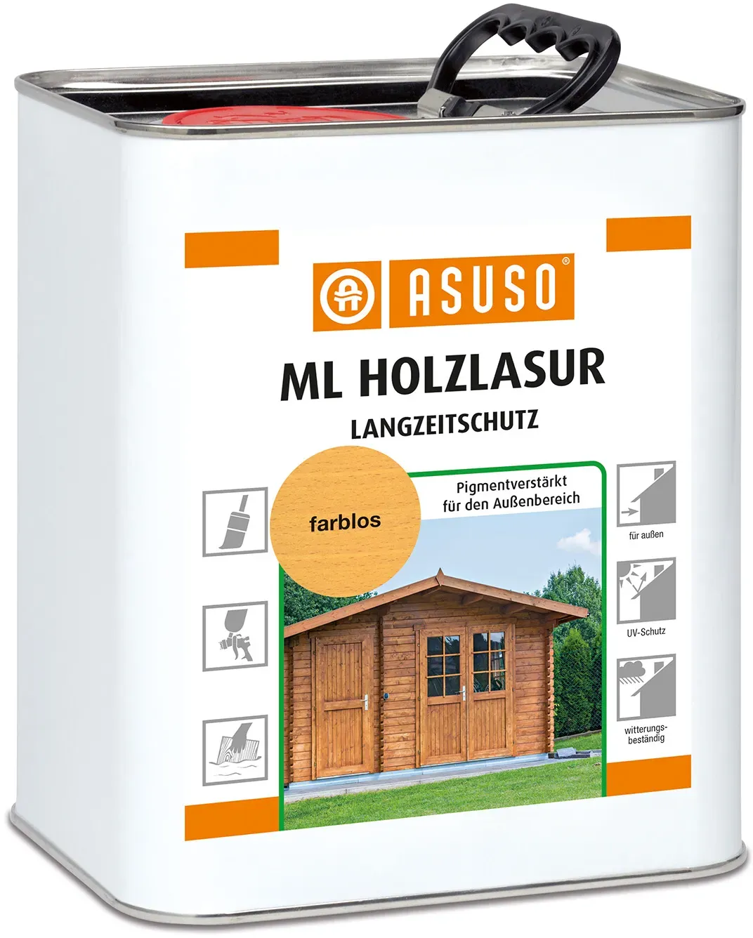 ASUSO ML Holzlasur Langzeitschutz – Silbergrau - 2,5 Liter