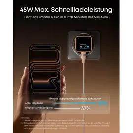 Anker Nano Ladegerät (45W, Smart Display) ActiveShield 5.0, GaN, Polarweiss