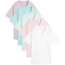 bonprix Longshirt (5er-Pack), rosa, Gr.56/58 (3XL), Bequemes weites Long-Shirt, nicht meliert: 100% Baumwolle
