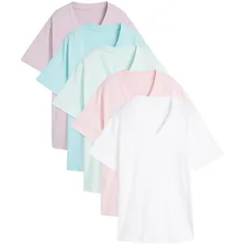 bonprix Longshirt (5er-Pack), rosa, Gr.56/58 (3XL), Bequemes weites Long-Shirt, nicht meliert: 100% Baumwolle