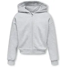 KIDS ONLY "KOGFAVE L/S ZIP HOOD SWT", Jungen, Gr. 134/140, grau (light grau melange), Sweatware, Obermaterial: 60% Baumwolle, 40% Polyester, unifarben, regular fit normal, Rippbündchen, Sweatjacken, mit leicht überschnittenen Schultern