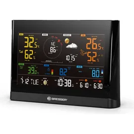 Bresser WLAN Comfort Wetterstation mit 7-in-1 Profi-Sensor und modernem Farbdisplay, Schwarz & Poolthermometer zur Wasser-Temperaturmessung, Schwarz
