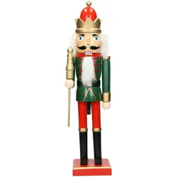 ECD Germany Nussknacker Soldat Holz Dekofigur Rote Krone Weihnachten Nußknacker Unikat 25 cm