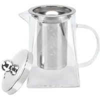 Glas Teekanne, Klarer Borosilikat Teekessel mit Abnehmbarem Edelstahlfilter, Transparente Teekanne für Blühenden Tee, Losen Tee(750ml)