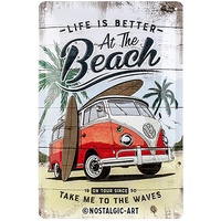 Nostalgic-Art Blechschild, 20 x 30 cm, VW Bulli – Beach – Volkswagen Bus Geschenk-Idee, aus Metall, Vintage Design