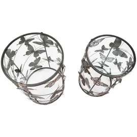 Mauro Ferretti Couchtisch, Grau, Gold, Metall, Glas, 41.3-35x55-50.3x41.3-35 cm,