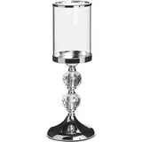 Beliani Kerzenständer COTUI Glas, 36 cm Silber