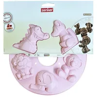 Zenker Silikon-Backform 3D Tiere, rosa, Durchmesser ca. 21cm