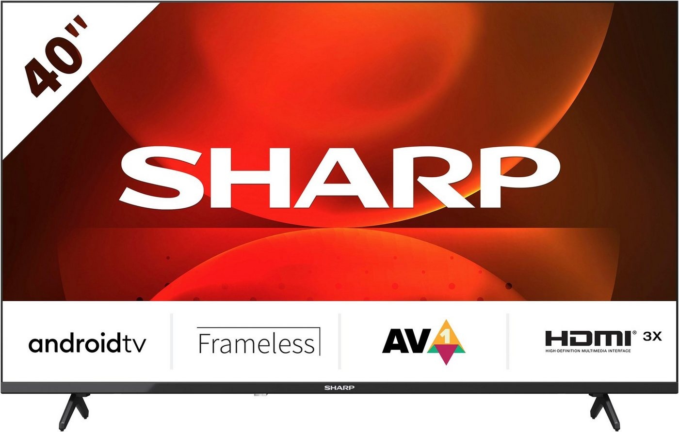 Sharp 2T-C40FHx LED-Fernseher (101 cm/40 Zoll, Full HD, Android TV, Smart-TV, Frameless, 3X HDMI, 2X USB, Dolby Digital, Active Motion 400) schwarz